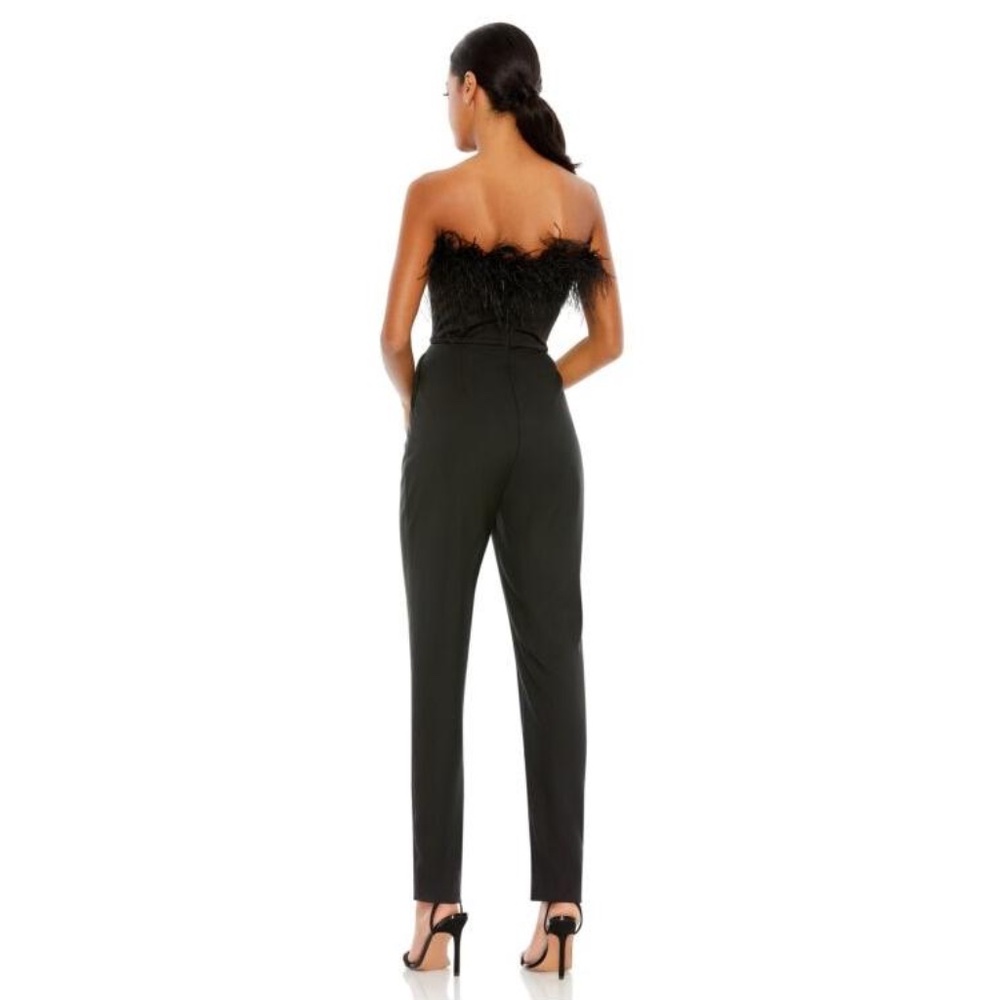 NWT Mac Duggal Feather Neck Strapless Jumpsuit - size 2 - Picture 2 of 7